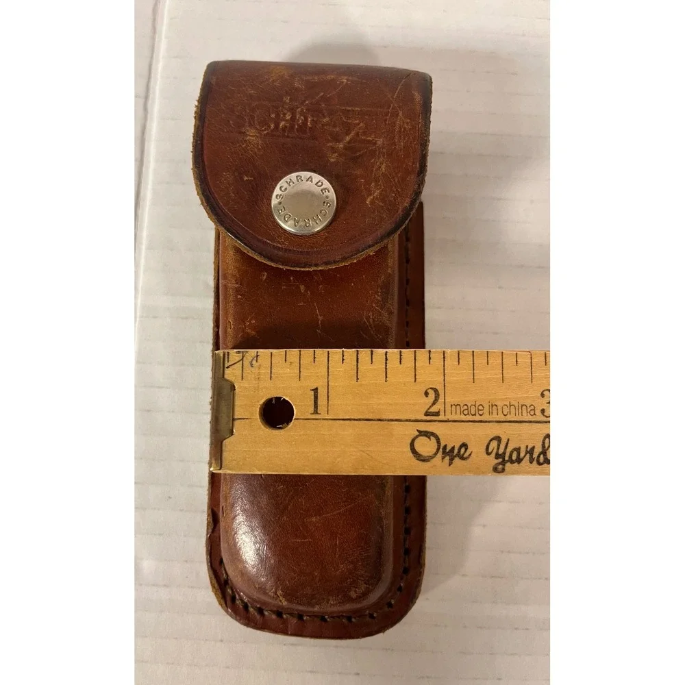 Schrade Knife Sheath Unisex OS Brown Leather Vintage Folding Pocket Knife Pouch